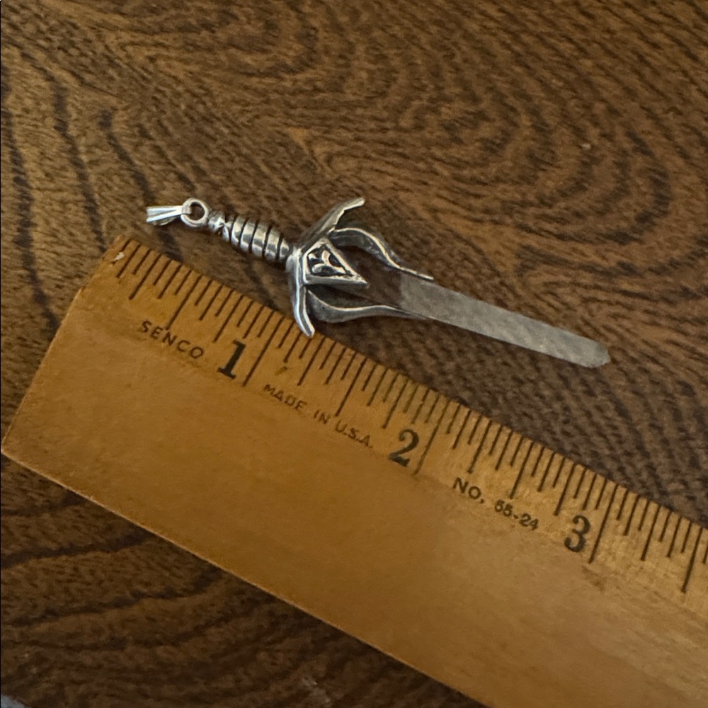 Vintage Silver (STG) Hilt & clear stone Blade Sword Pendant Scottish Thistle - Picture 3 of 5